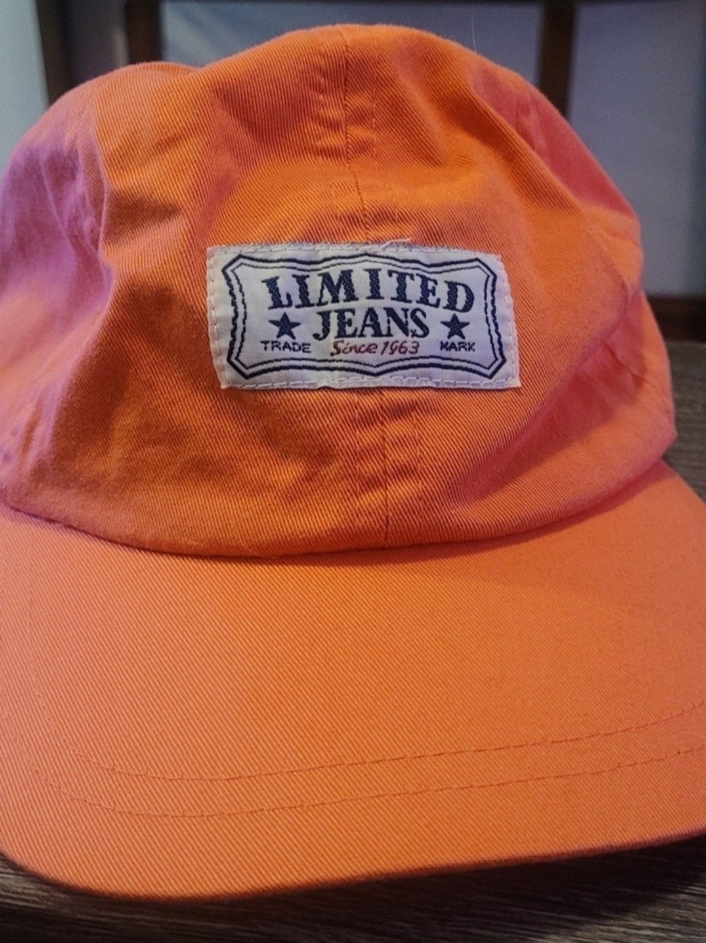 Vintage The Limited Jeans Orange Baseball Cap Hat Elastic Back Y2K 90s One Size